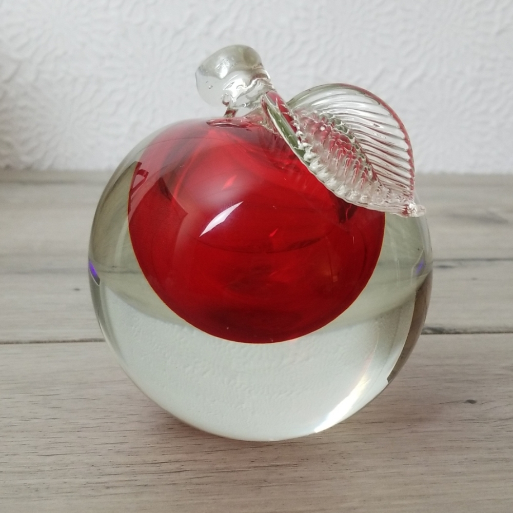 OGGETTI Bubble Art Apple Glass Paperweight Murano